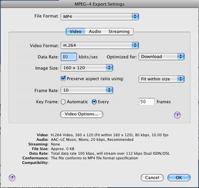 PcP Encodings - MPEG-4 Low - Video Settings